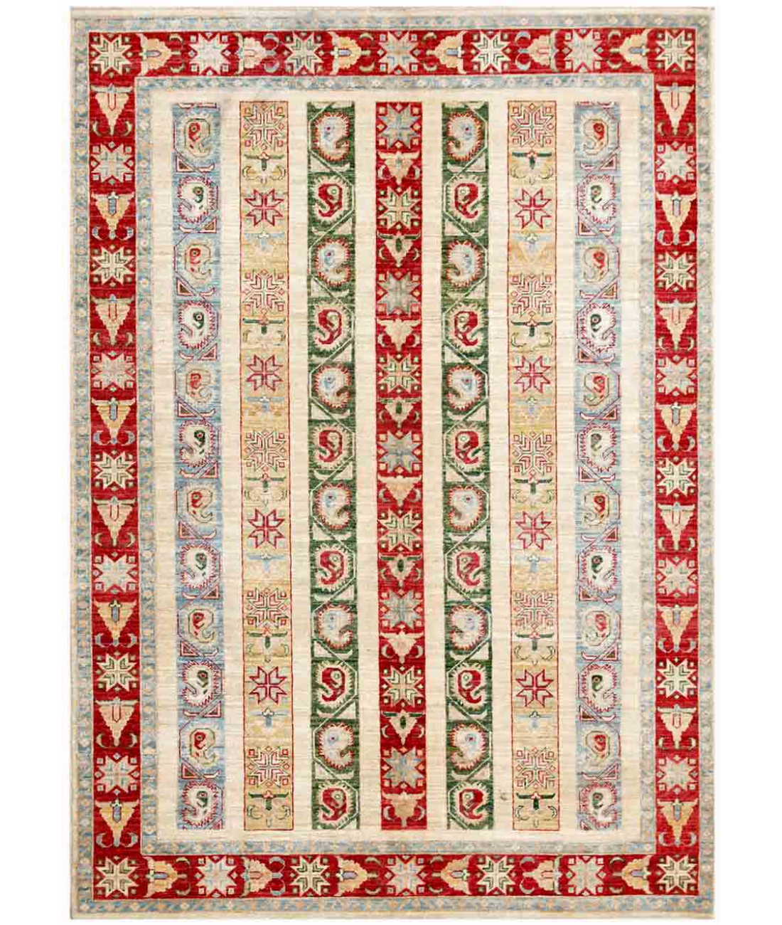 Hand Knotted Shaal Wool Rug  - 5&#39; 6&quot; X 7&#39; 8&quot; 5&#39; 6&quot; X 7&#39; 8&quot; (168 X 234) / Multi / Ivory