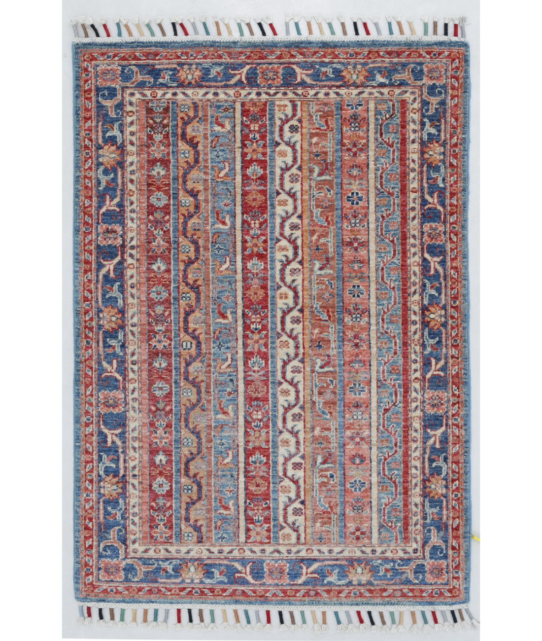 Hand Knotted Shaal Wool Rug  - 2&#39; 8&quot; X 3&#39; 10&quot; 2&#39; 8&quot; X 3&#39; 10&quot; (81 X 117) / Multi / Blue