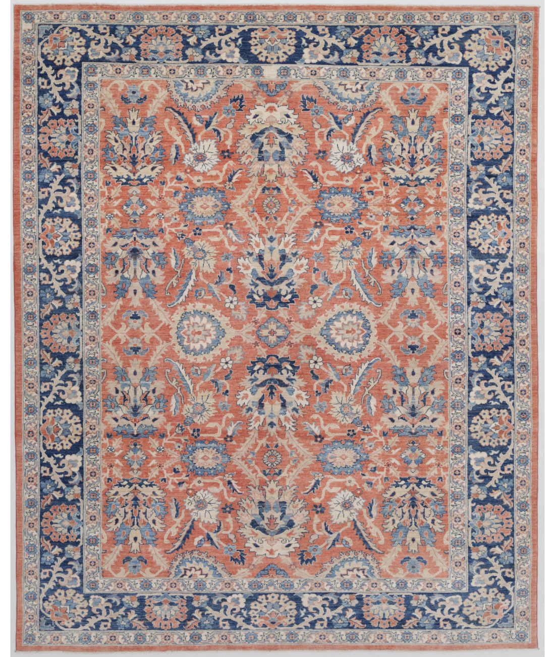 Hand Knotted Sultanabad Wool Rug  - 7&#39; 10&quot; X 9&#39; 10&quot; 7&#39; 10&quot; X 9&#39; 10&quot; (239 X 300) / Pink / Blue