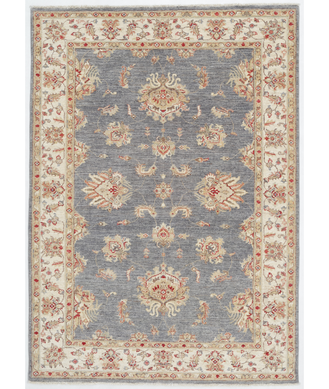 Hand Knotted Sultanabad Wool Rug  - 4&#39; 1&quot; X 5&#39; 8&quot; 4&#39; 1&quot; X 5&#39; 8&quot; (124 X 173) / Grey / Ivory