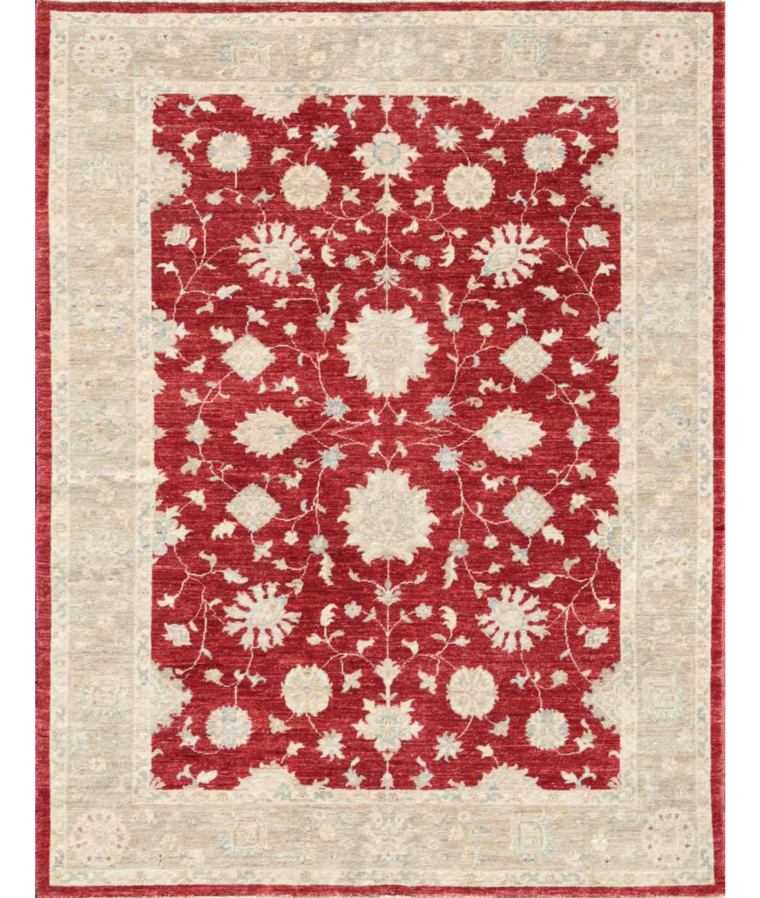 Hand Knotted Sultanabad Wool Rug  - 4' 11" X 6' 3" 4' 11" X 6' 3" (150 X 191) / Red / Ivory