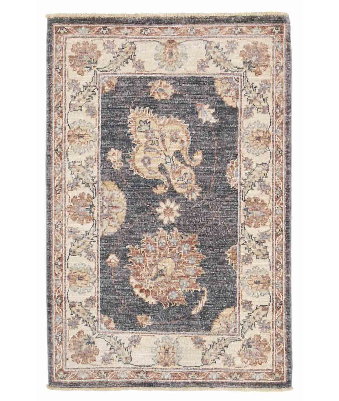 Hand Knotted Sultanabad Wool Rug  - 2&#39; 1&quot; X 3&#39; 5&quot; 2&#39; 1&quot; X 3&#39; 5&quot; (64 X 104) / Grey / Ivory