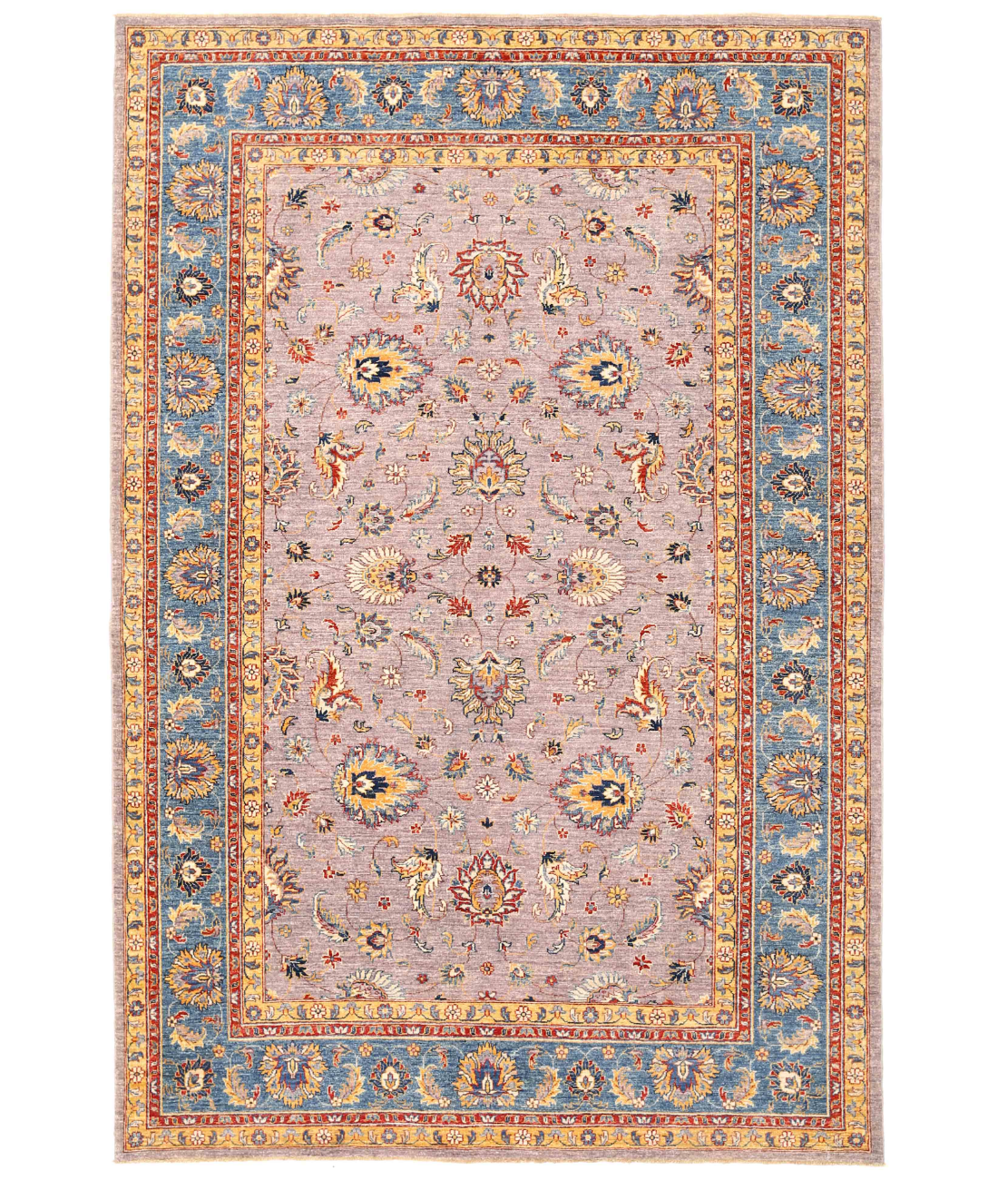 Hand Knotted Sultanabad Wool Rug  - 6' 10" X 9' 11" 6' 10" X 9' 11" (208 X 302) / Grey / Blue