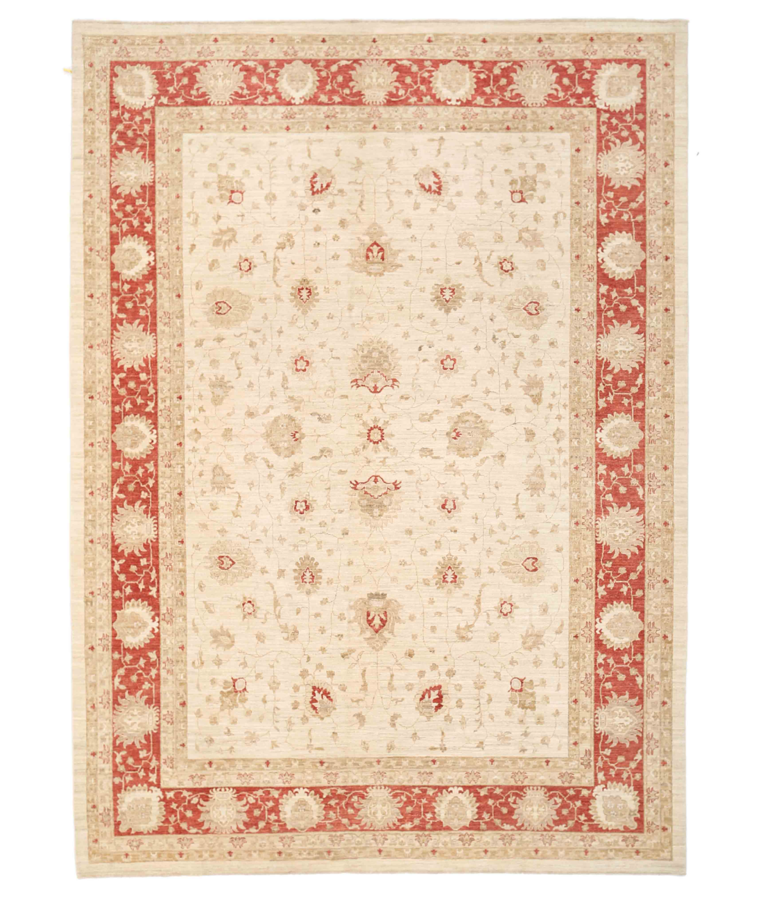 Hand Knotted Sultanabad Wool Rug  - 8&#39; 10&quot; X 12&#39; 4&quot; 8&#39; 10&quot; X 12&#39; 4&quot; (269 X 376) / Ivory / Red