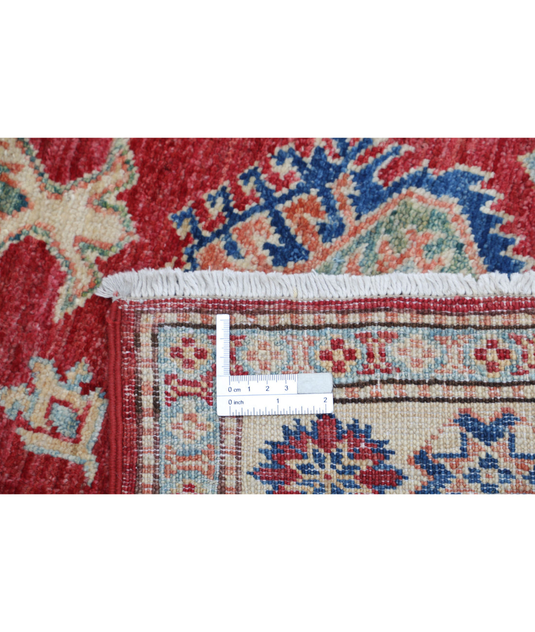 Hand Knotted Royal Kazak Wool Rug - 3'3'' x 5'6'' 3'3'' x 5'6'' (98 X 165) / Red / Ivory