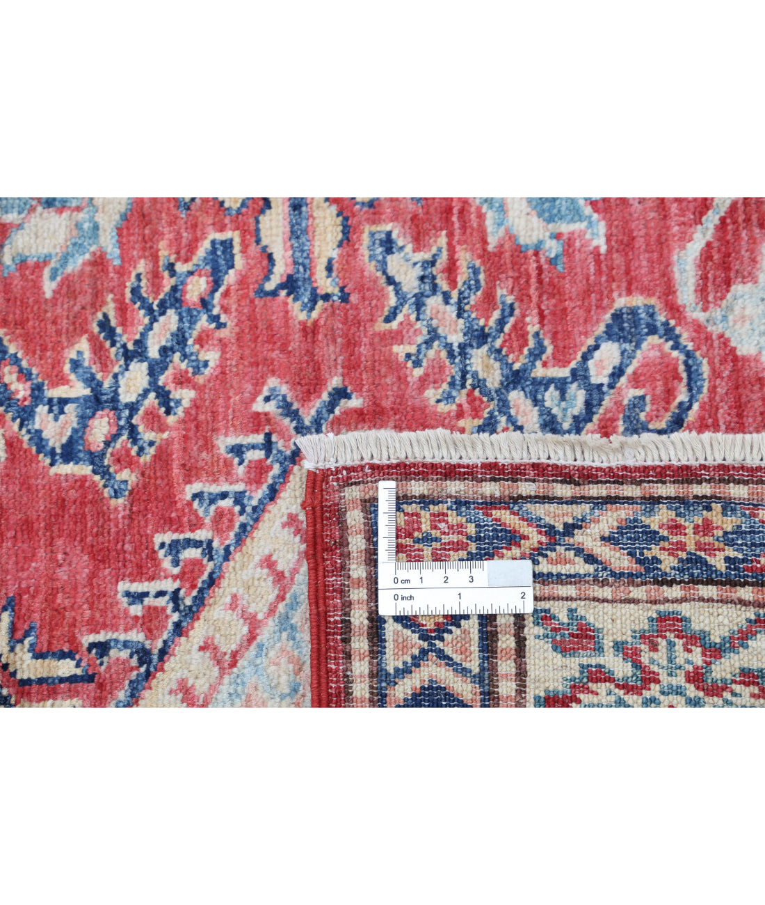 Hand Knotted Royal Kazak Wool Rug - 4'10'' x 6'6'' 4'10'' x 6'6'' (145 X 195) / Red / Ivory