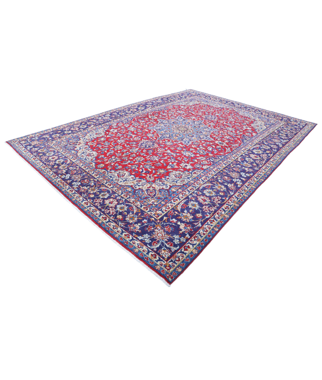 Hand Knotted Persian Tabriz Wool Rug - 9'6'' x 13'5'' 9'6'' x 13'5'' (285 X 403) / Red / Blue