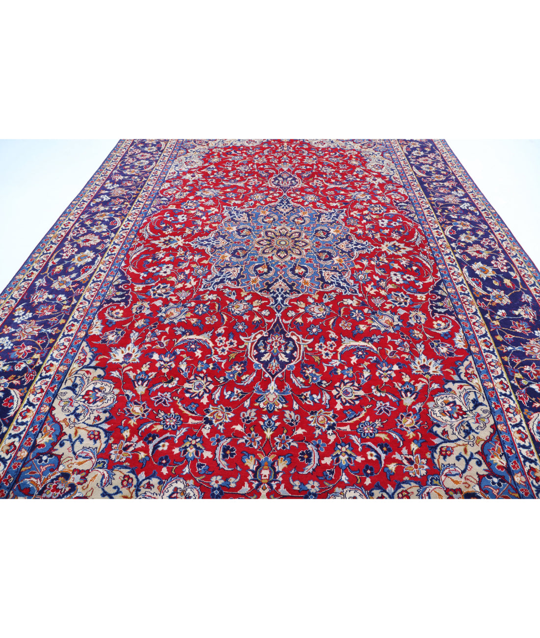 Hand Knotted Persian Tabriz Wool Rug - 9'6'' x 13'5'' 9'6'' x 13'5'' (285 X 403) / Red / Blue