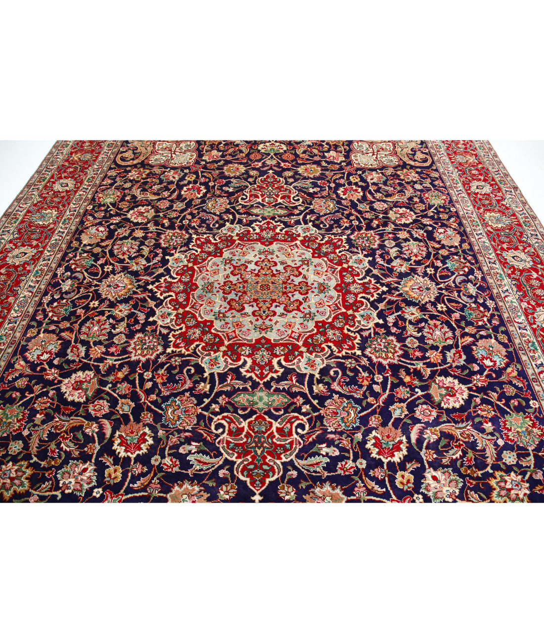 Hand Knotted Persian Tabriz Wool Rug - 9'10'' x 12'9'' 9'10'' x 12'9'' (295 X 383) / Blue / Red