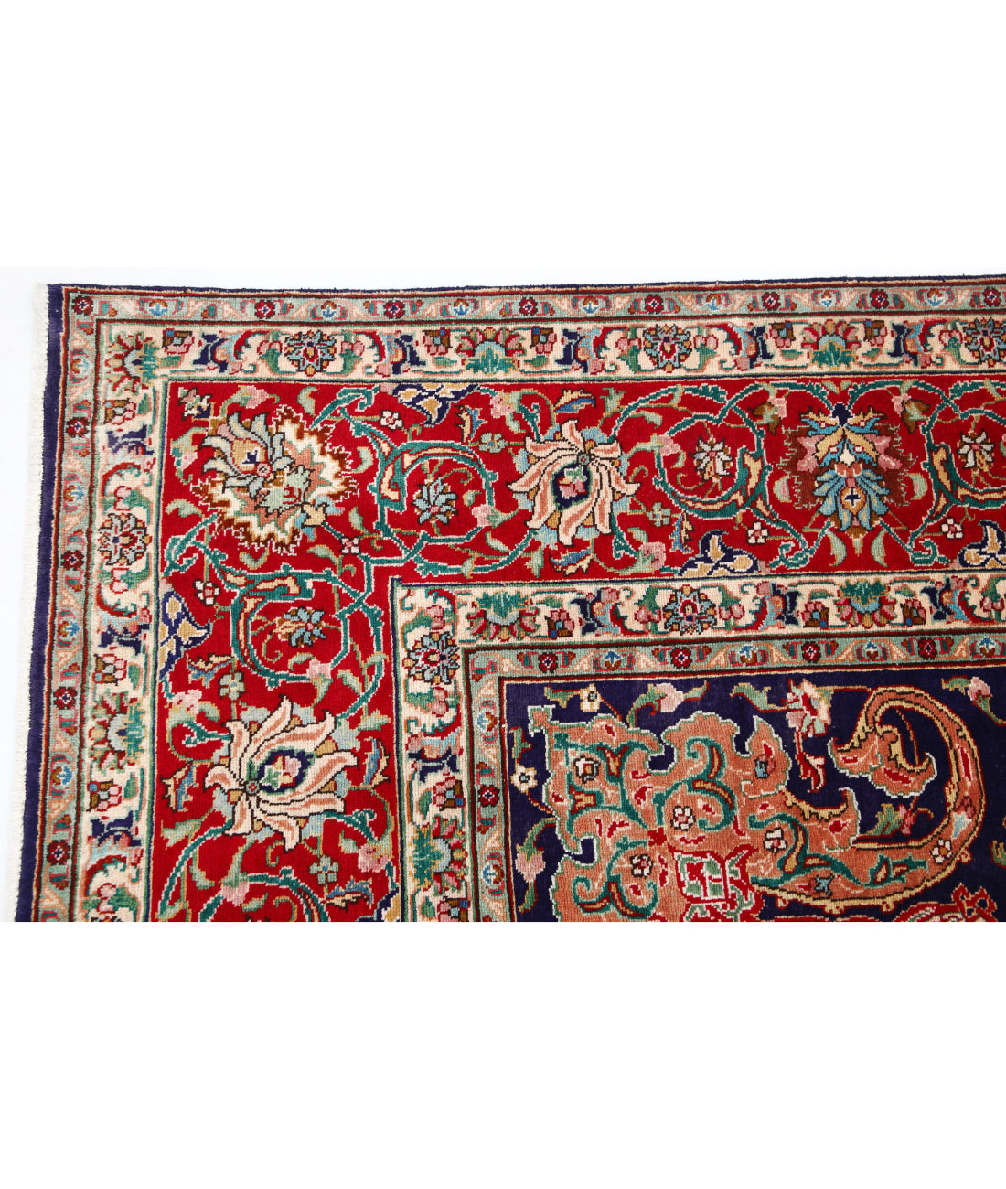 Hand Knotted Persian Tabriz Wool Rug - 9'10'' x 12'9'' 9'10'' x 12'9'' (295 X 383) / Blue / Red