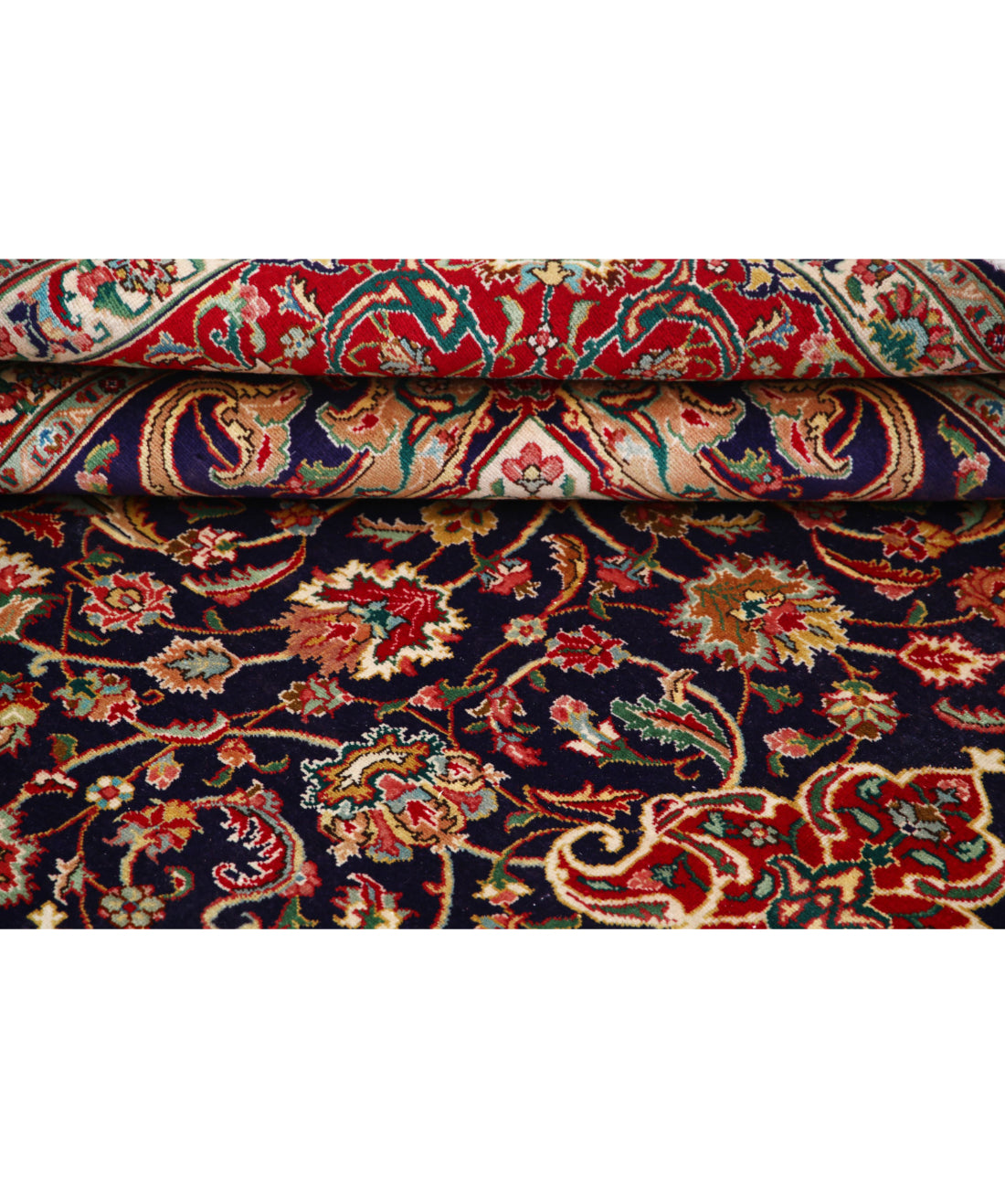 Hand Knotted Persian Tabriz Wool Rug - 9'10'' x 12'9'' 9'10'' x 12'9'' (295 X 383) / Blue / Red