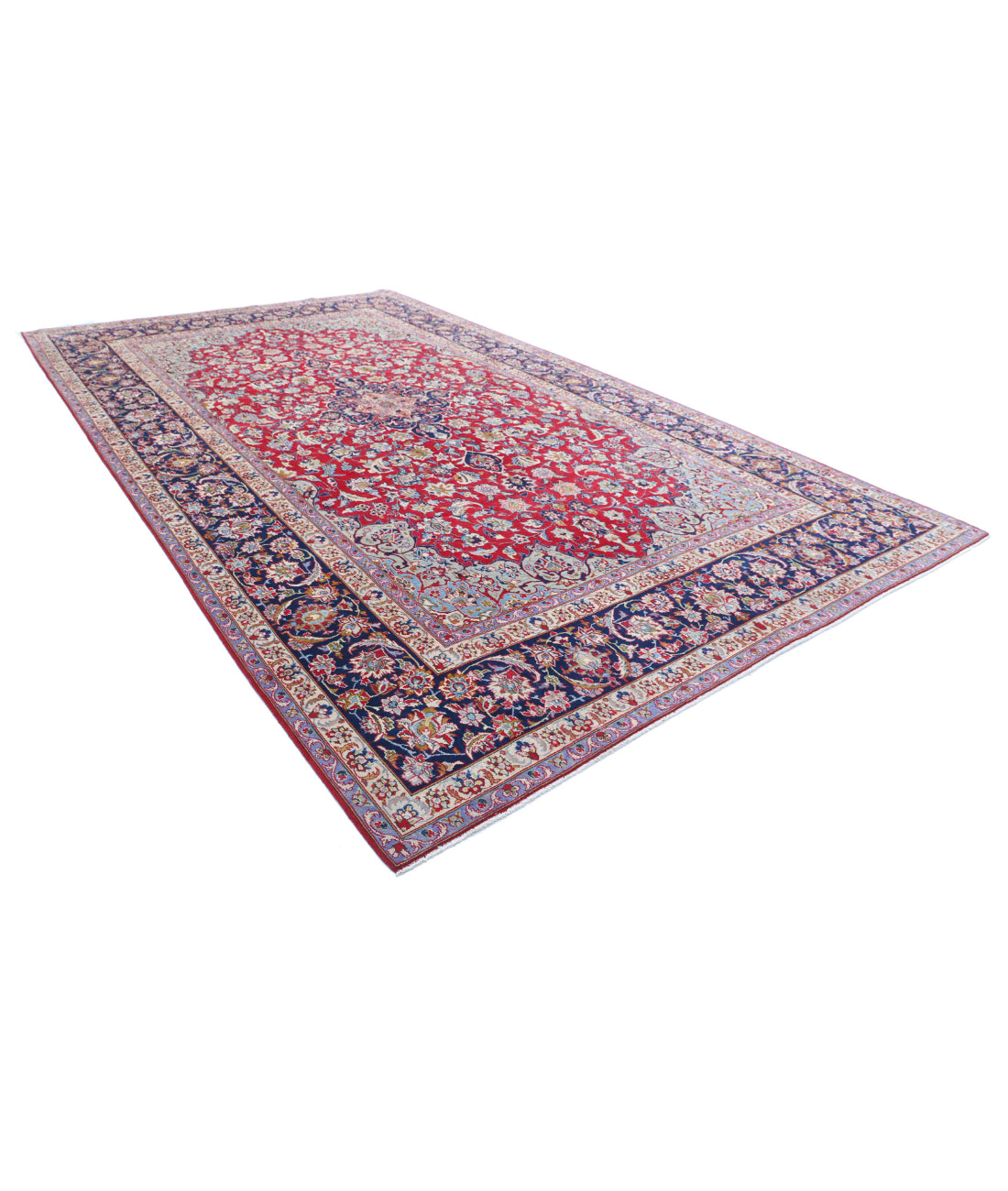 Hand Knotted Persian Tabriz Wool Rug - 9'7'' x 16'1'' 9'7'' x 16'1'' (288 X 483) / Red / Blue