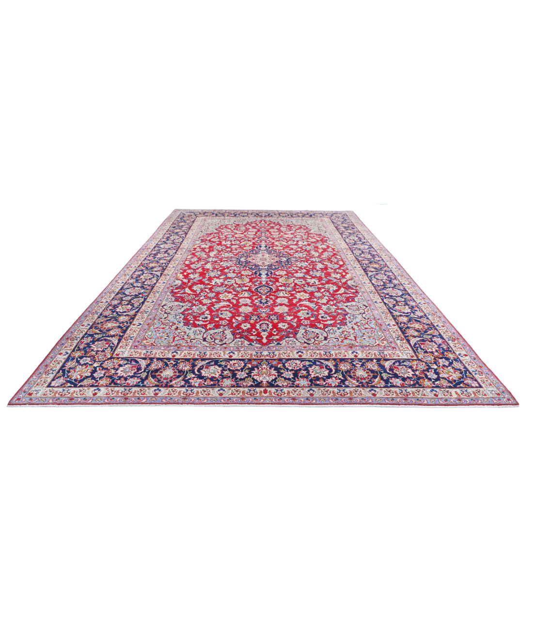 Hand Knotted Persian Tabriz Wool Rug - 9'7'' x 16'1'' 9'7'' x 16'1'' (288 X 483) / Red / Blue