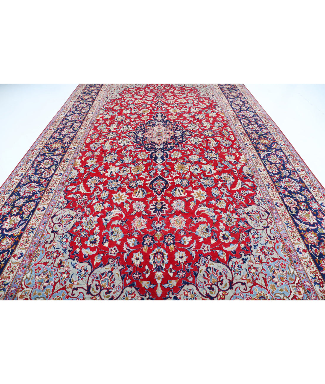 Hand Knotted Persian Tabriz Wool Rug - 9'7'' x 16'1'' 9'7'' x 16'1'' (288 X 483) / Red / Blue