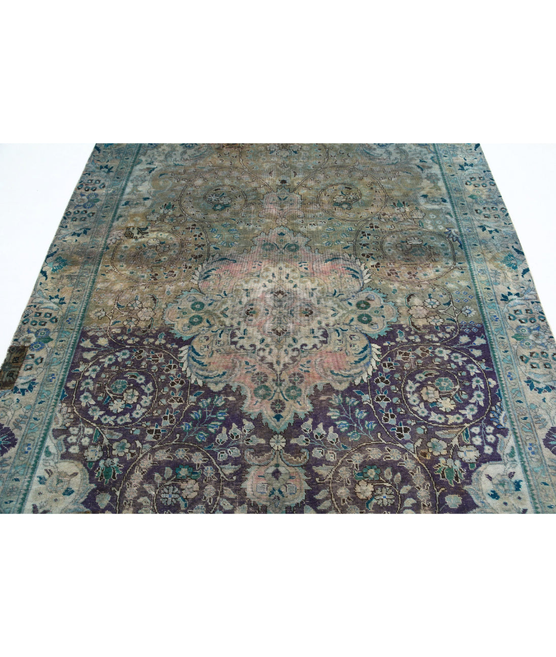 Hand Knotted Vintage Persian Tabriz Wool Rug - 6'0'' x 8'11'' 6'0'' x 8'11'' (180 X 268) / Grey / Blue