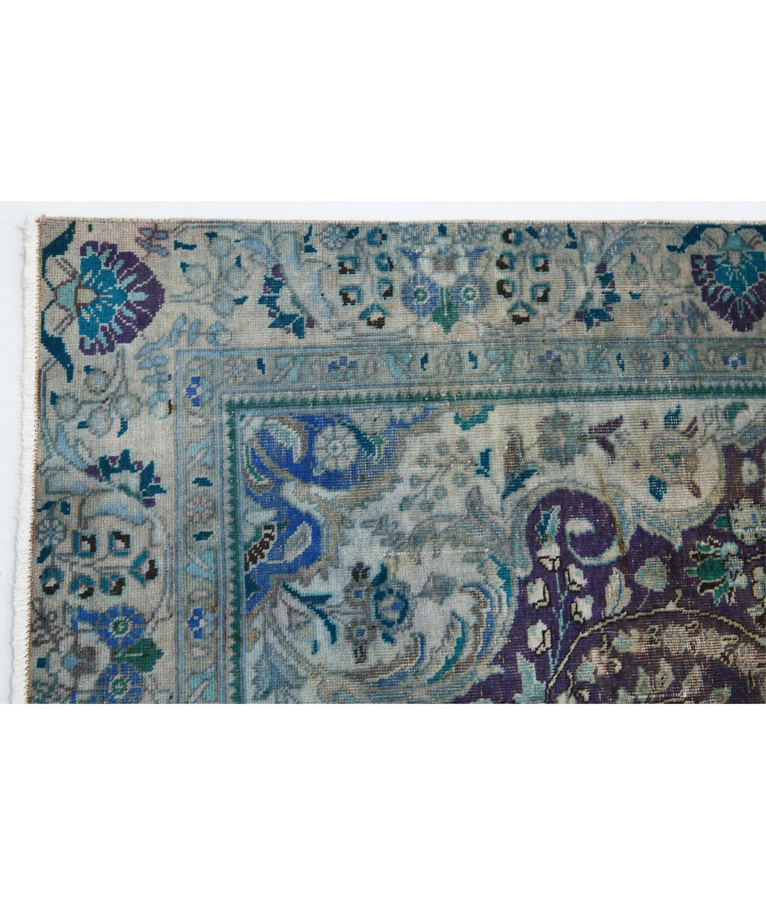 Hand Knotted Vintage Persian Tabriz Wool Rug - 6'0'' x 8'11'' 6'0'' x 8'11'' (180 X 268) / Grey / Blue