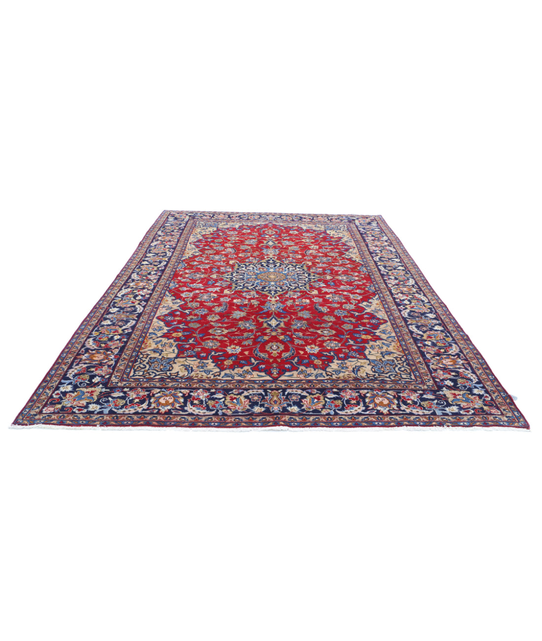 Hand Knotted Persian Tabriz Wool Rug - 7'10'' x 11'1'' 7'10'' x 11'1'' (235 X 333) / Red / Blue