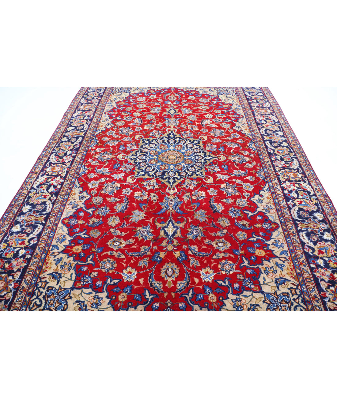 Hand Knotted Persian Tabriz Wool Rug - 7'10'' x 11'1'' 7'10'' x 11'1'' (235 X 333) / Red / Blue