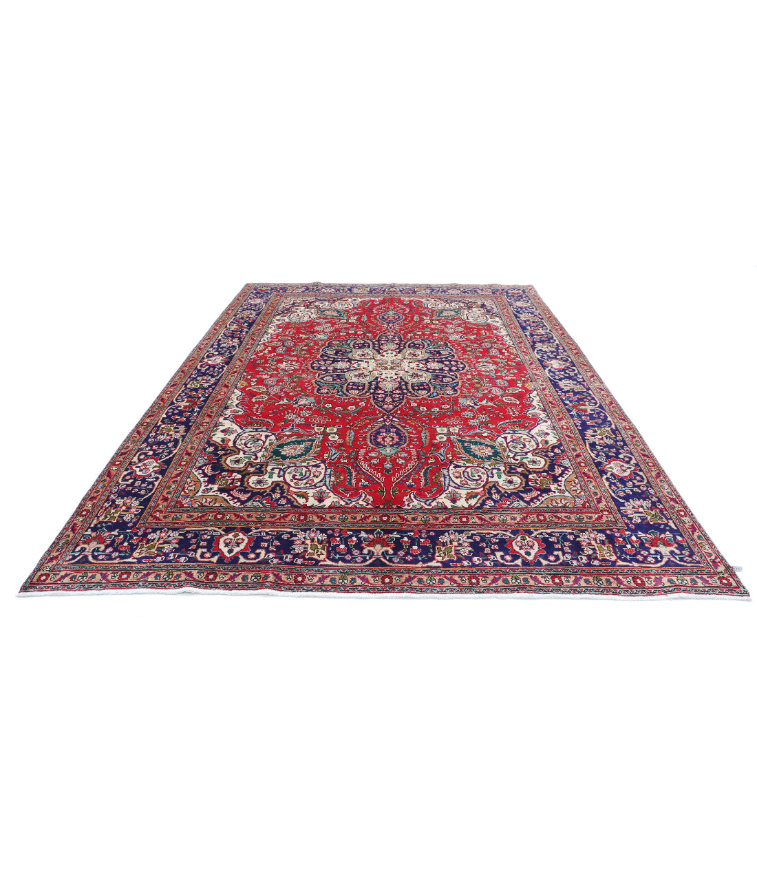 Hand Knotted Persian Tabriz Wool Rug - 8'4'' x 11'8'' 8'4'' x 11'8'' (250 X 350) / Red / Blue