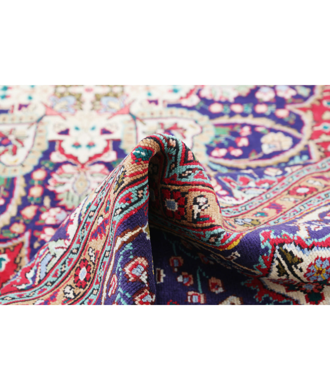 Hand Knotted Persian Tabriz Wool Rug - 8'4'' x 11'8'' 8'4'' x 11'8'' (250 X 350) / Red / Blue