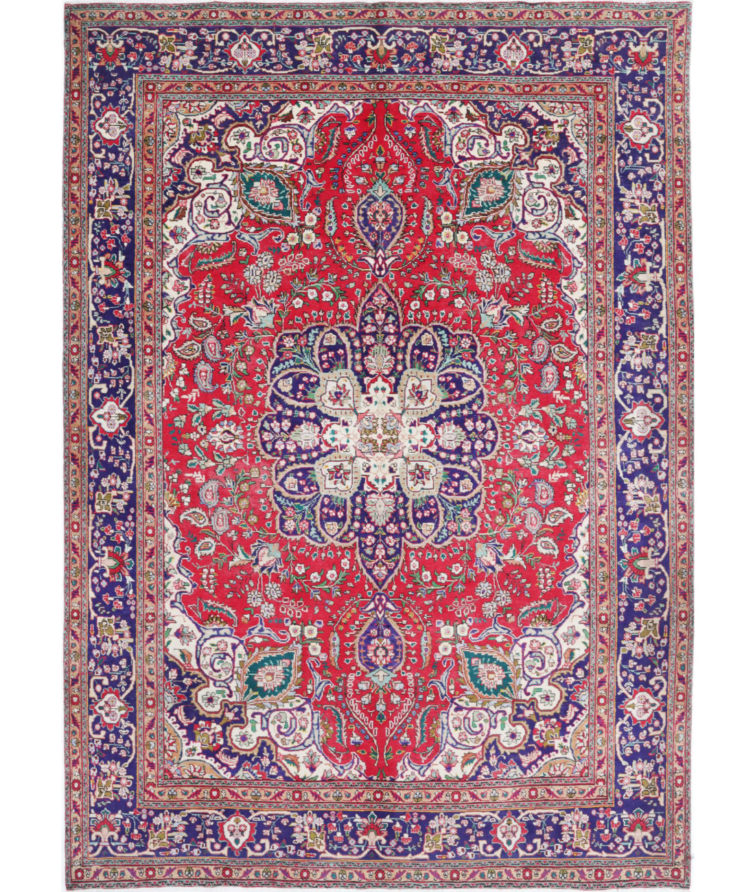 Hand Knotted Persian Tabriz Wool Rug - 8&#39;4&#39;&#39; x 11&#39;8&#39;&#39; 8&#39;4&#39;&#39; x 11&#39;8&#39;&#39; (250 X 350) / Red / Blue