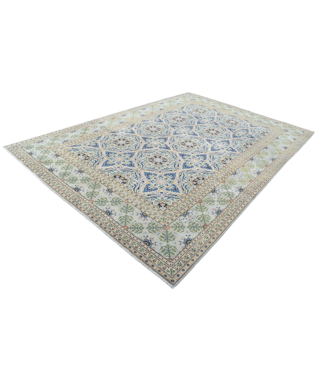 Hand Knotted Persian Tabriz Wool Rug - 8'1'' x 11'9'' 8'1'' x 11'9'' (243 X 353) / Grey / Blue