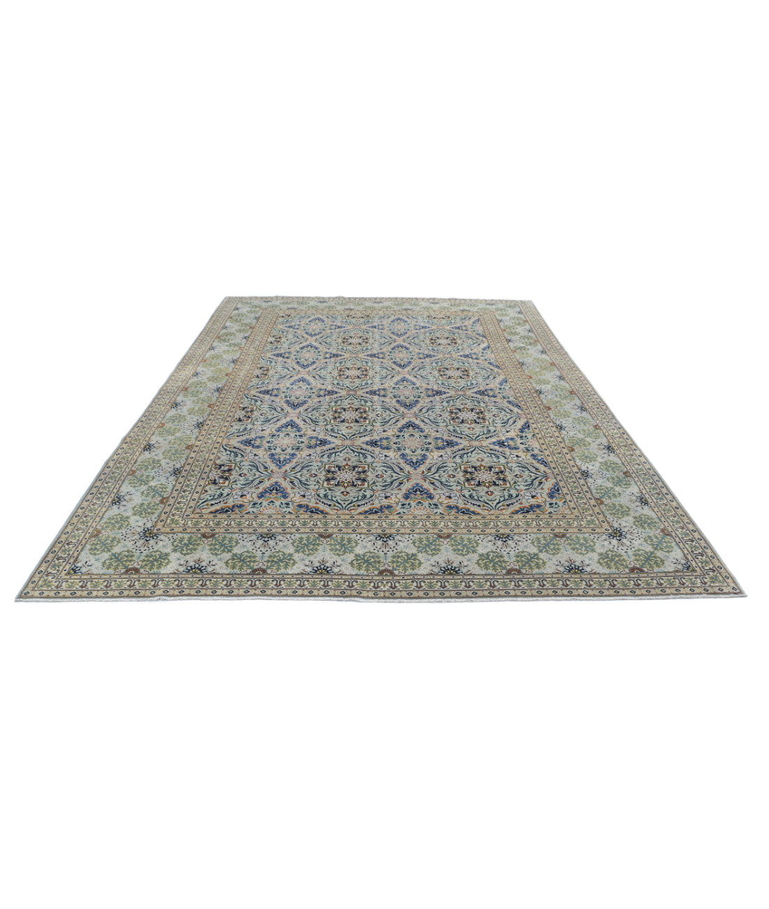 Hand Knotted Persian Tabriz Wool Rug - 8'1'' x 11'9'' 8'1'' x 11'9'' (243 X 353) / Grey / Blue