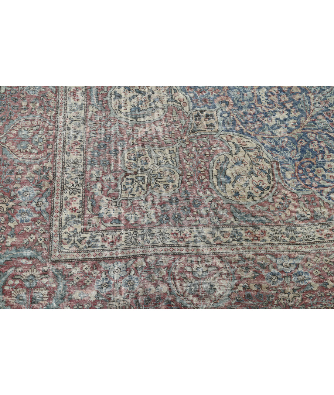 Hand Knotted Antique Persian Tabriz Wool Rug - 8'2'' x 11'2'' 8'2'' x 11'2'' (245 X 335) / Blue / Red