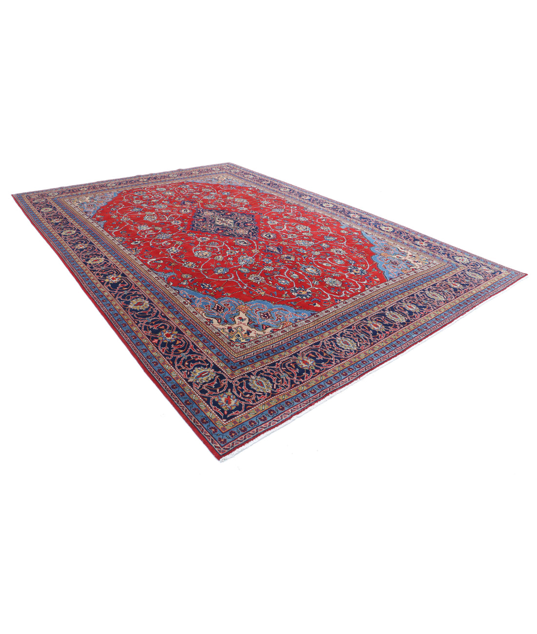 Hand Knotted Persian Tabriz Wool Rug - 9'9'' x 14'0'' 9'9'' x 14'0'' (293 X 420) / Red / Blue