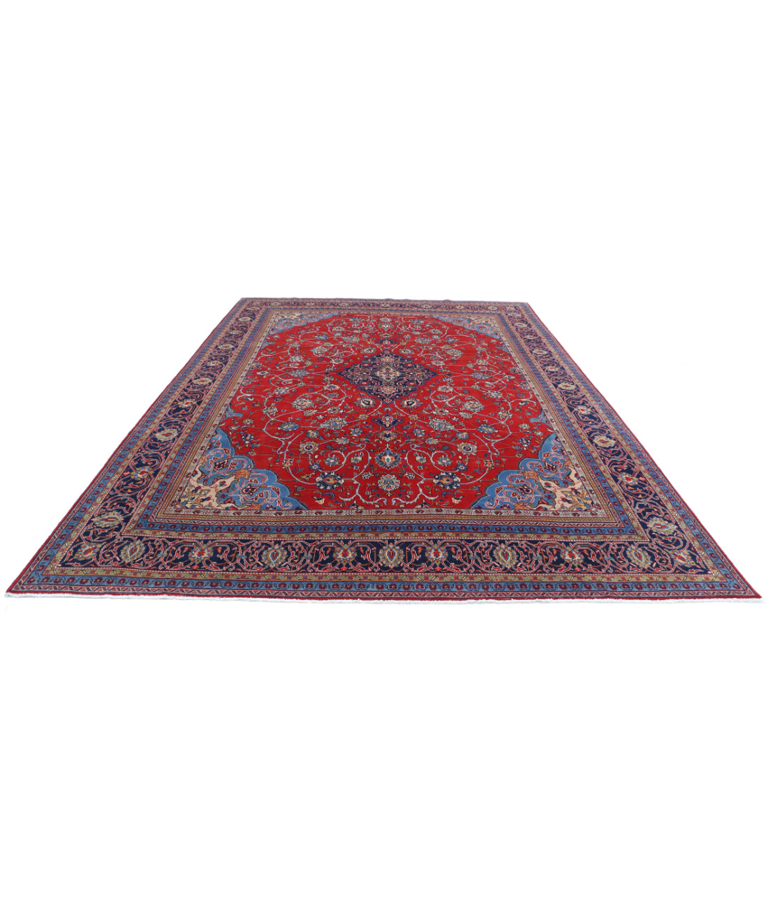 Hand Knotted Persian Tabriz Wool Rug - 9'9'' x 14'0'' 9'9'' x 14'0'' (293 X 420) / Red / Blue