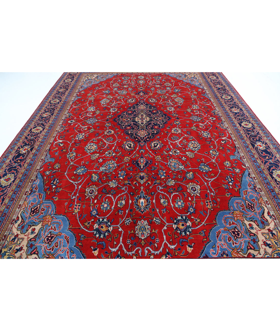 Hand Knotted Persian Tabriz Wool Rug - 9'9'' x 14'0'' 9'9'' x 14'0'' (293 X 420) / Red / Blue