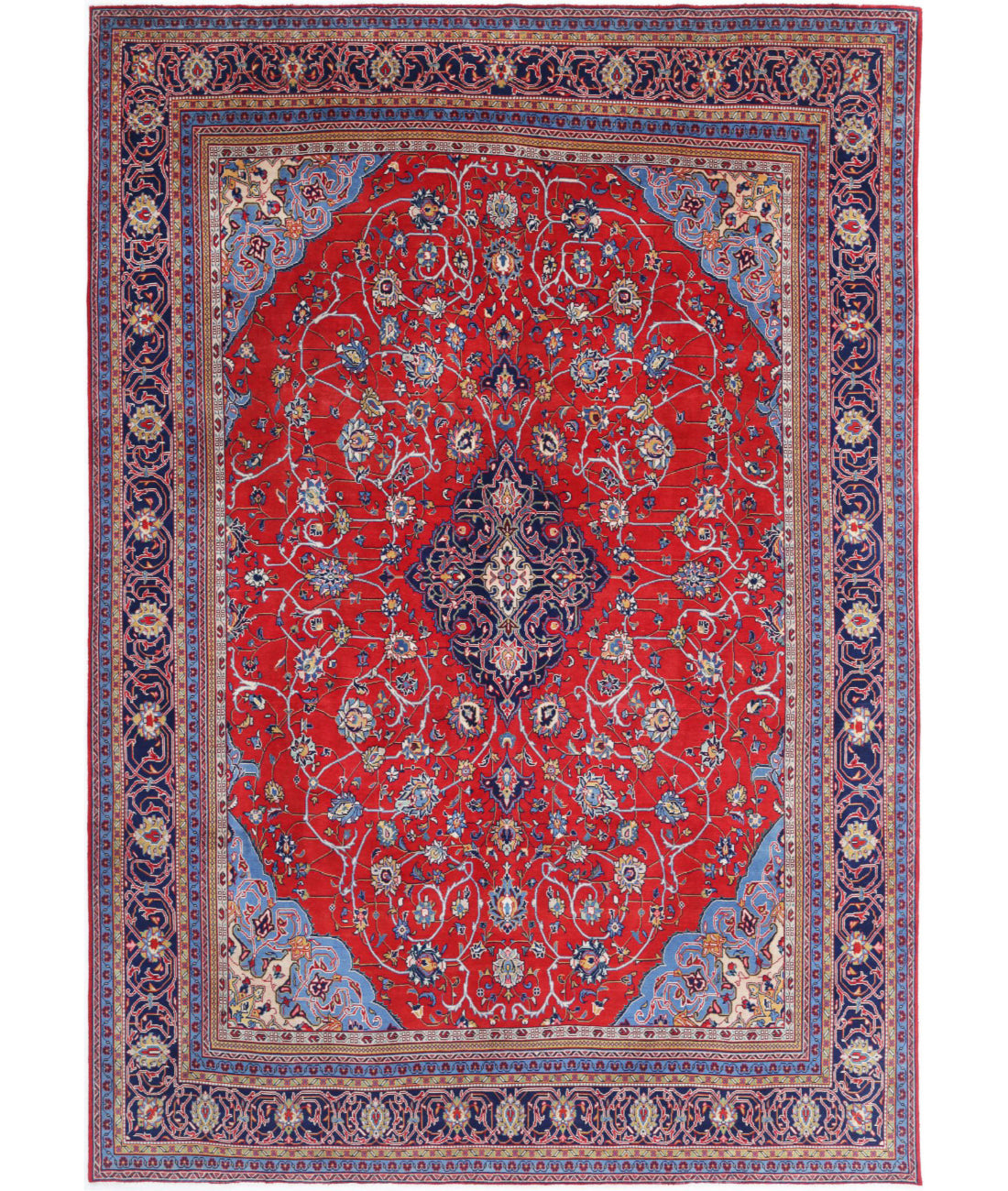 Hand Knotted Persian Tabriz Wool Rug - 9&#39;9&#39;&#39; x 14&#39;0&#39;&#39; 9&#39;9&#39;&#39; x 14&#39;0&#39;&#39; (293 X 420) / Red / Blue