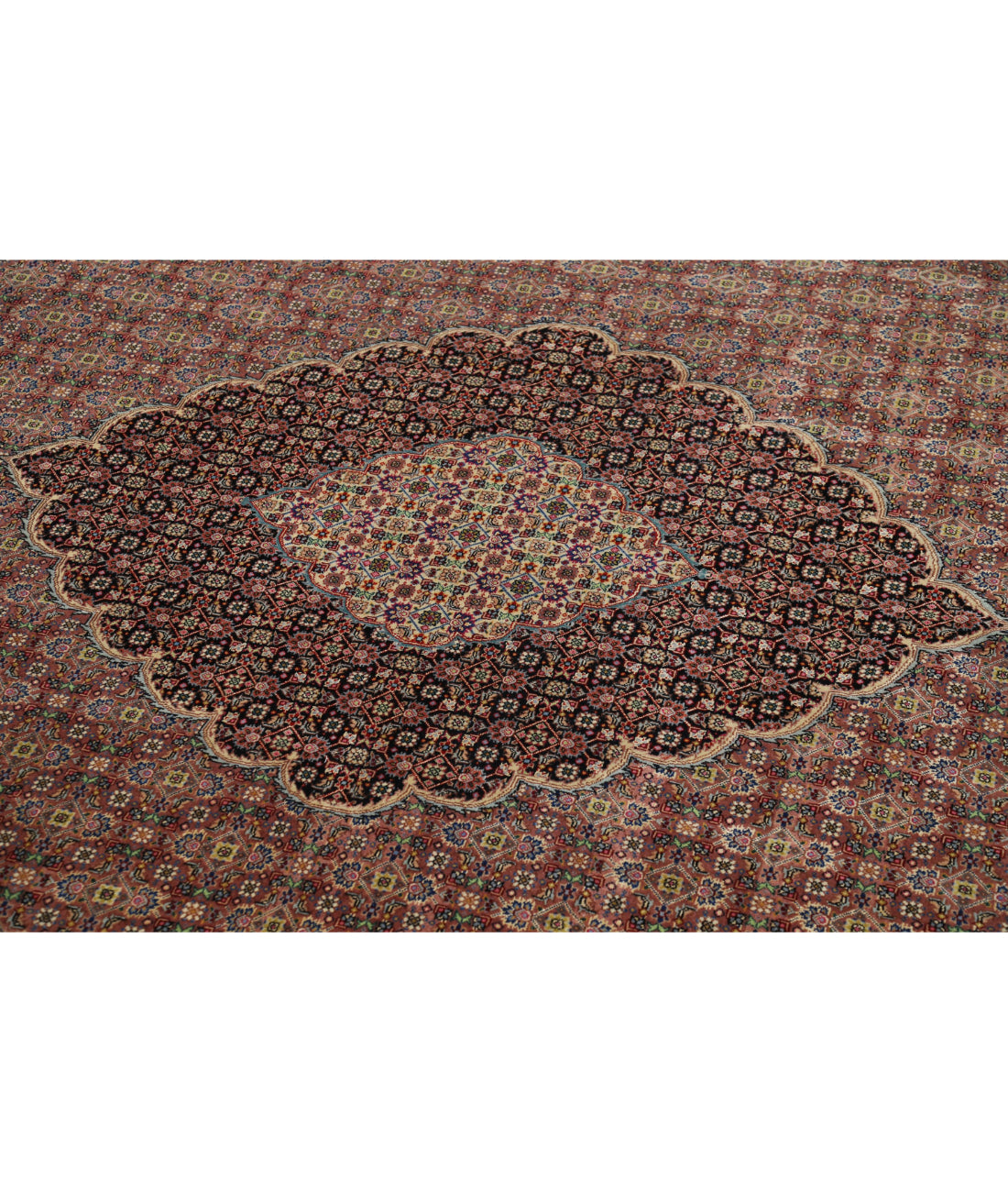 Hand Knotted Persian Tabriz Wool & Silk Rug - 10'1'' x 12'10'' 10'1'' x 12'10'' (303 X 385) / Lilac / Black