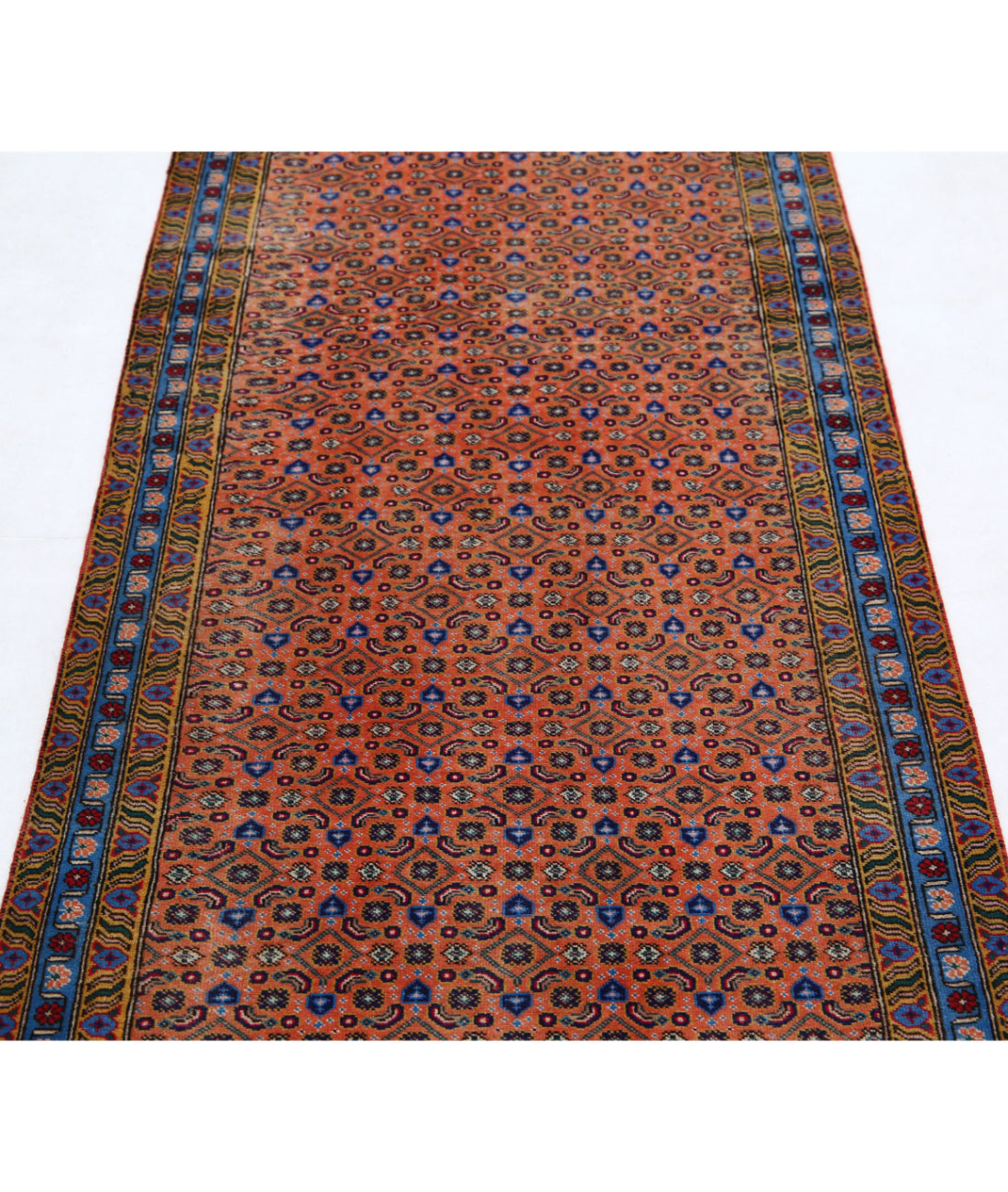 Hand Knotted Persian Tabriz Wool Rug - 2'8'' x 9'2'' 2'8'' x 9'2'' (80 X 275) / Peach / Blue