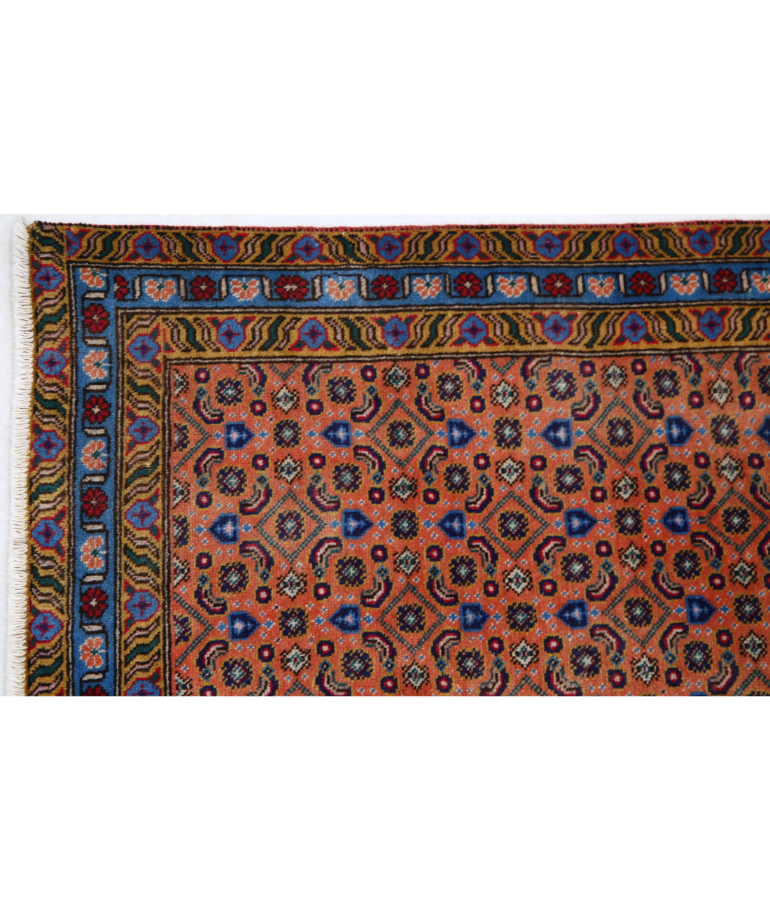 Hand Knotted Persian Tabriz Wool Rug - 2'8'' x 9'2'' 2'8'' x 9'2'' (80 X 275) / Peach / Blue