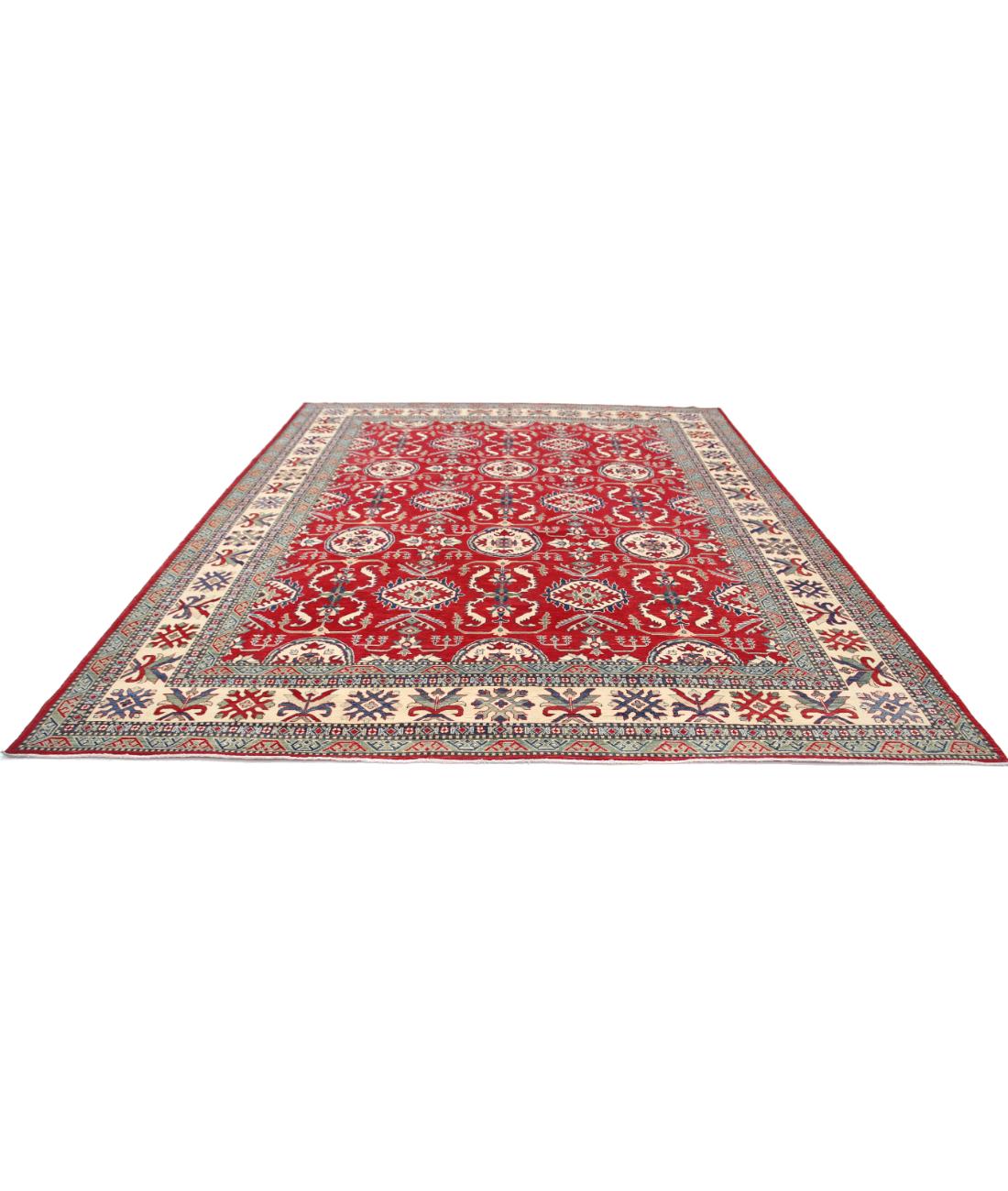 Hand Knotted Tribal Kazak Wool Rug - 10'2'' x 12'9'' 10' 2" X 12' 9" (310 X 389) / Red / Ivory