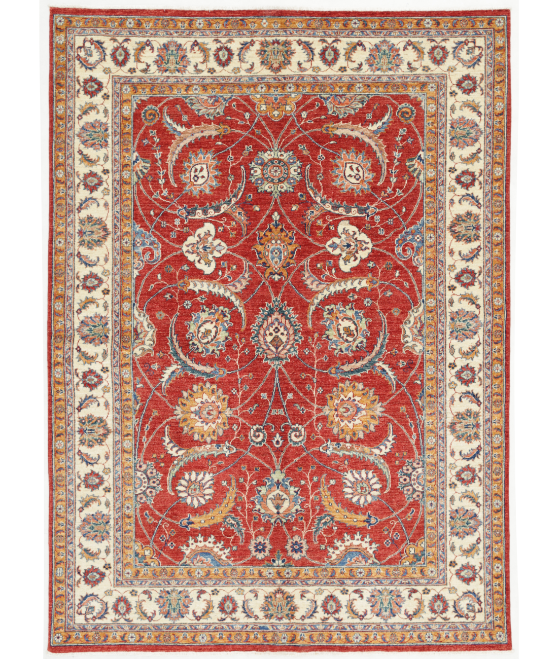 Hand Knotted Ziegler Wool Rug  - 5&#39; 7&quot; X 7&#39; 8&quot; 5&#39; 7&quot; X 7&#39; 8&quot; (170 X 234) / Red / Ivory