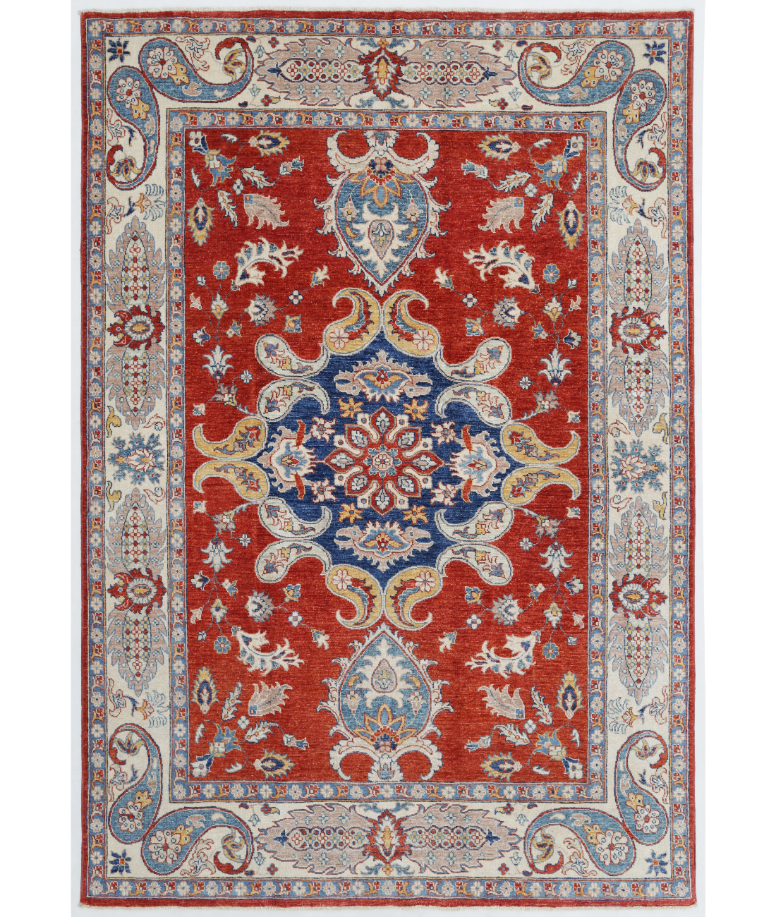 Hand Knotted Ziegler Wool Rug  - 5&#39; 5&quot; X 8&#39; 0&quot; 5&#39; 5&quot; X 8&#39; 0&quot; (165 X 244) / Red / Ivory