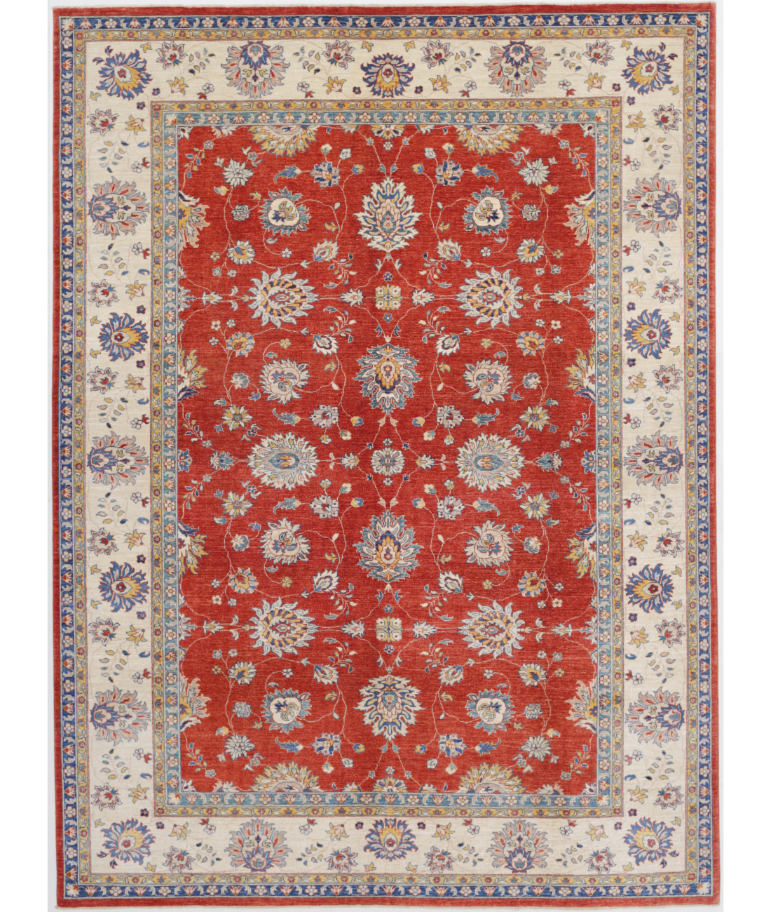 Hand Knotted Ziegler Wool Rug  - 8&#39; 10&quot; X 12&#39; 1&quot; 8&#39; 10&quot; X 12&#39; 1&quot; (269 X 368) / Red / Ivory