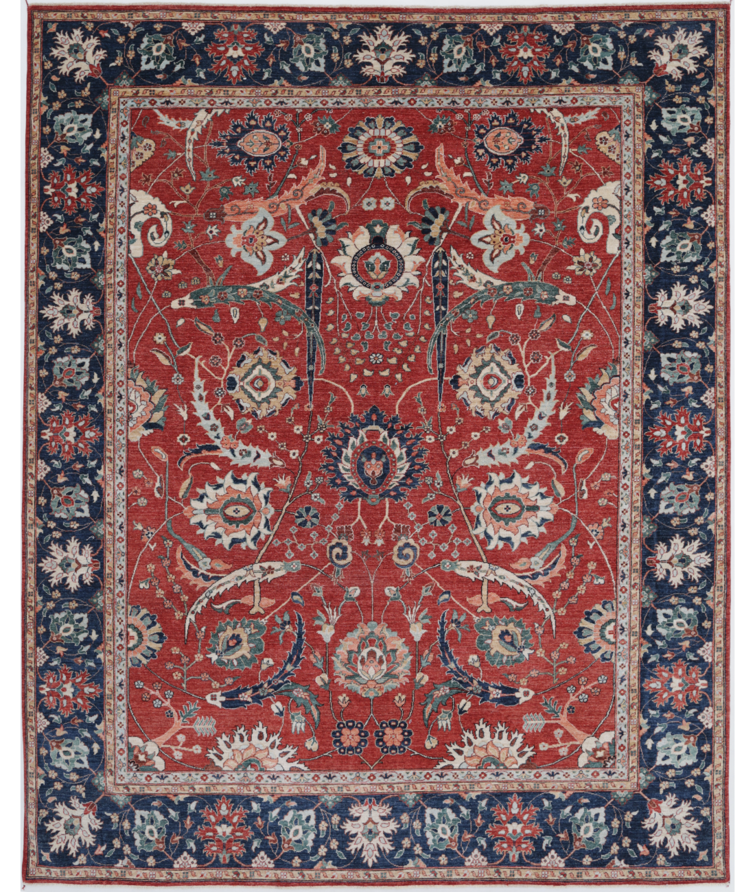 Hand Knotted Ziegler Wool Rug  - 8&#39; 11&quot; X 11&#39; 5&quot; 8&#39; 11&quot; X 11&#39; 5&quot; (272 X 348) / Red / Blue