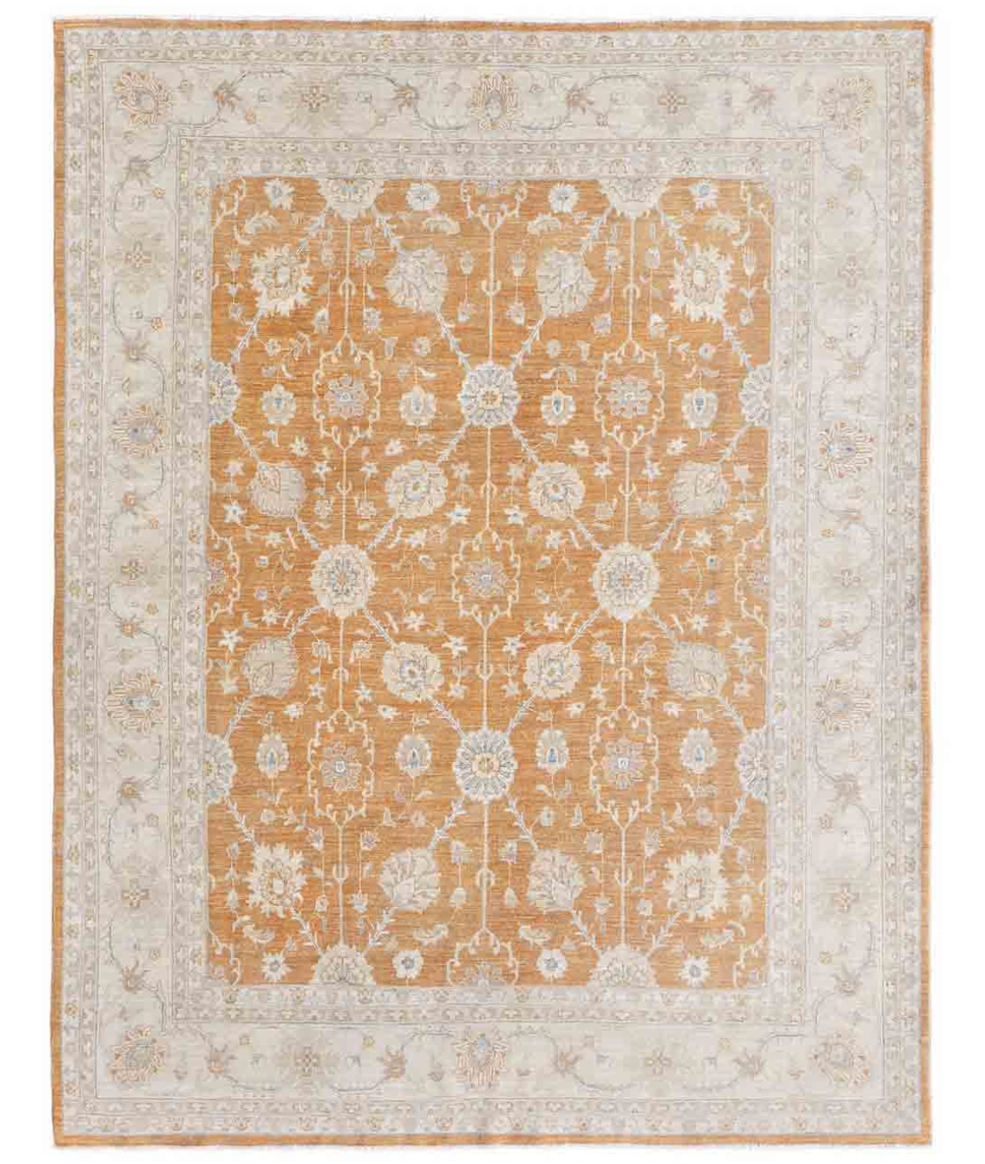 Hand Knotted Ziegler Wool Rug  - 8&#39; 0&quot; X 10&#39; 1&quot; 8&#39; 0&quot; X 10&#39; 1&quot; (244 X 307) / Orange / Ivory