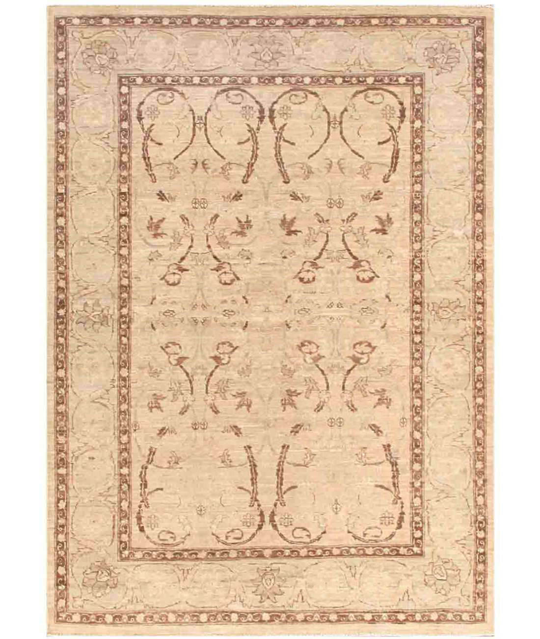 Hand Knotted Ziegler Wool Rug  - 4&#39; 3&quot; X 5&#39; 10&quot; 4&#39; 3&quot; X 5&#39; 10&quot; (130 X 178) / Beige / Brown