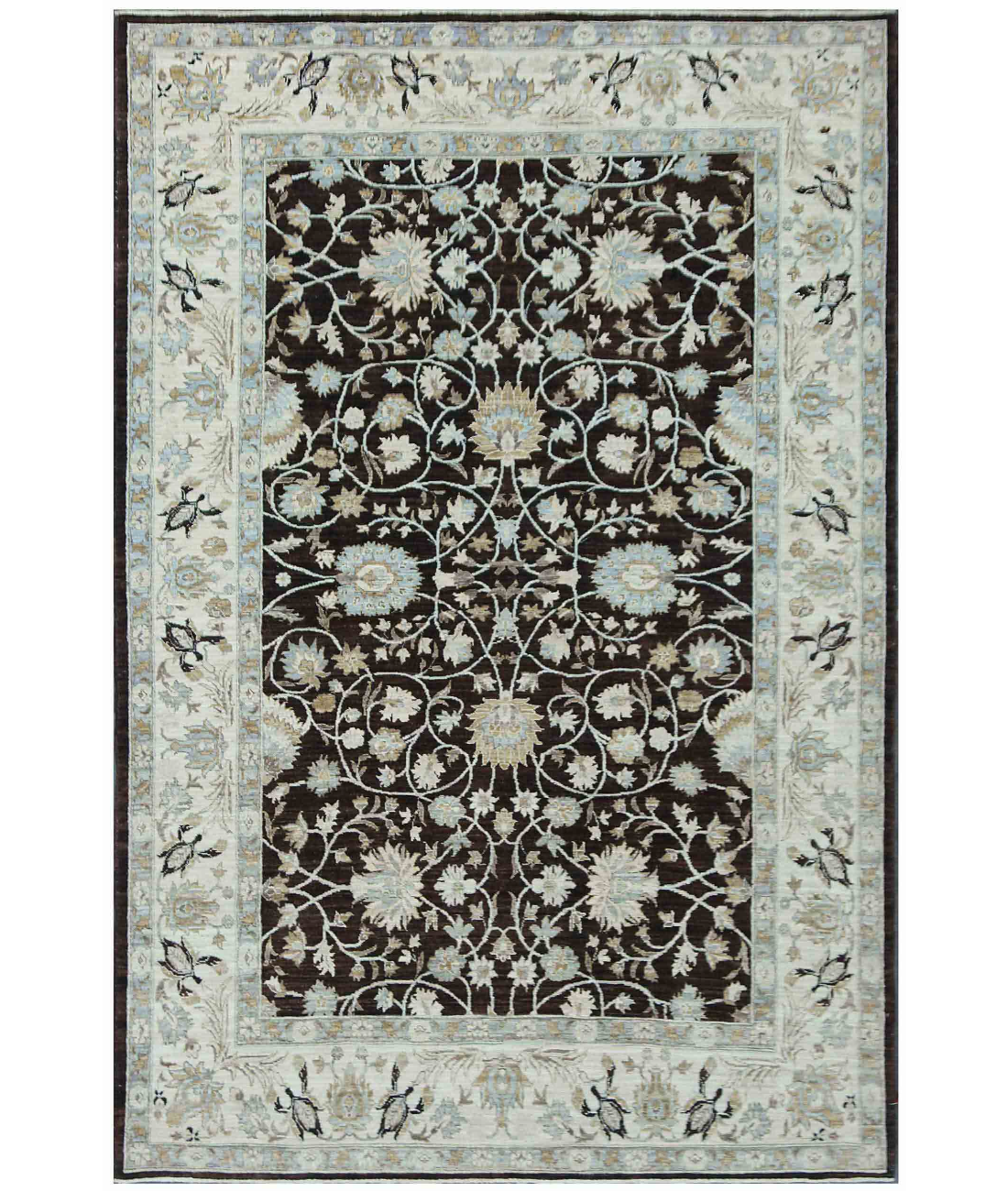 Hand Knotted Ziegler Wool Rug  - 6&#39; 0&quot; X 9&#39; 0&quot; 6&#39; 0&quot; X 9&#39; 0&quot; (183 X 274) / Brown / Ivory