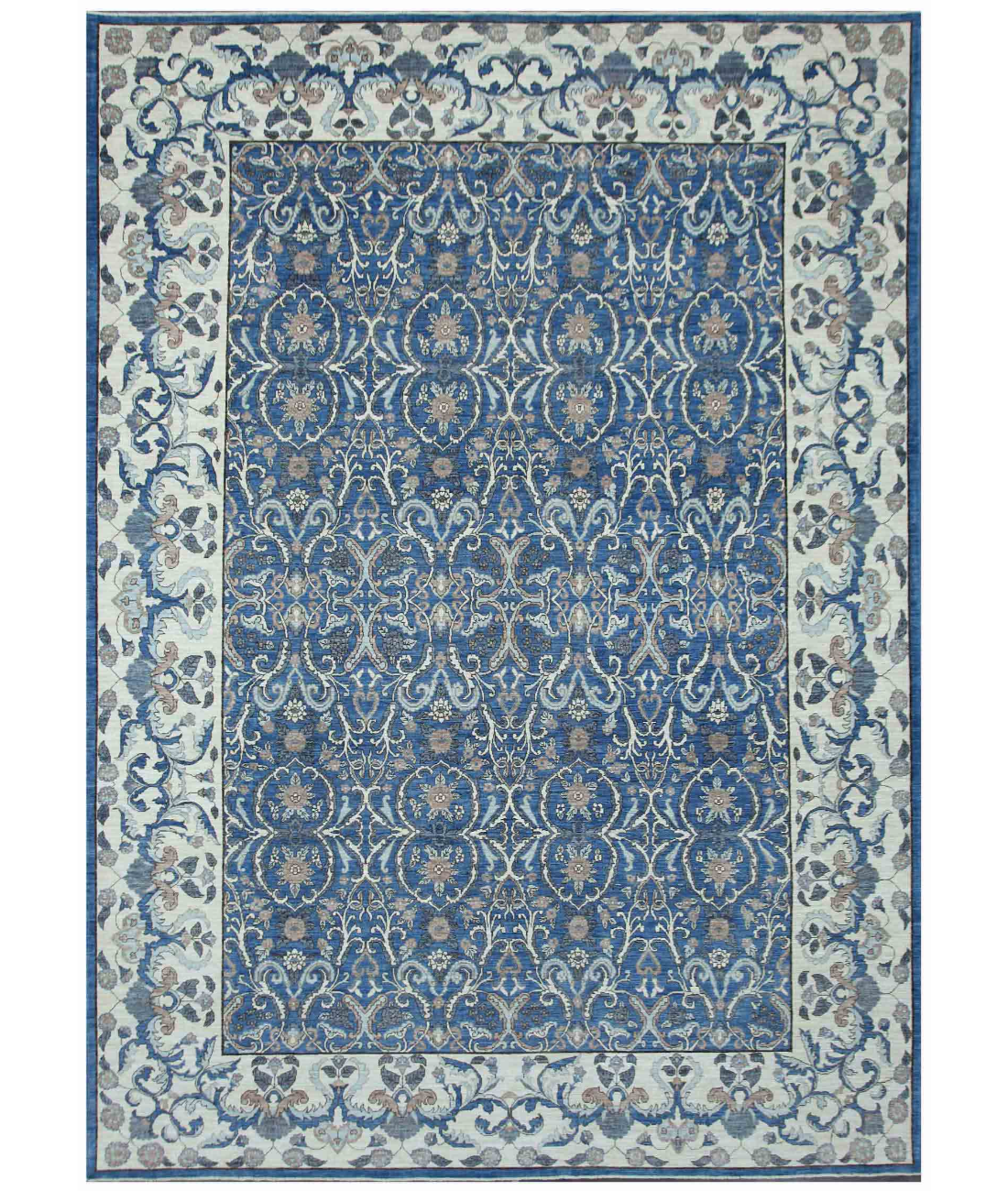 Hand Knotted Ziegler Wool Rug  - 9&#39; 10&quot; X 13&#39; 10&quot; 9&#39; 10&quot; X 13&#39; 10&quot; (300 X 422) / Blue / Ivory