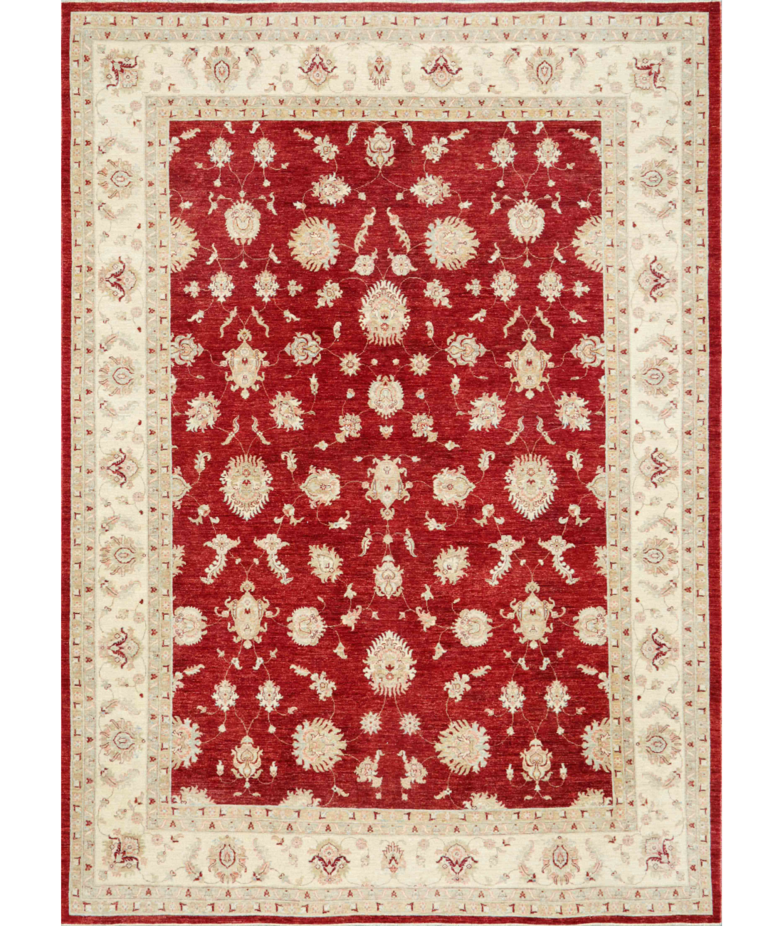 Hand Knotted Ziegler Wool Rug  - 9&#39; 10&quot; X 13&#39; 8&quot; 9&#39; 10&quot; X 13&#39; 8&quot; (300 X 417) / Red / Ivory