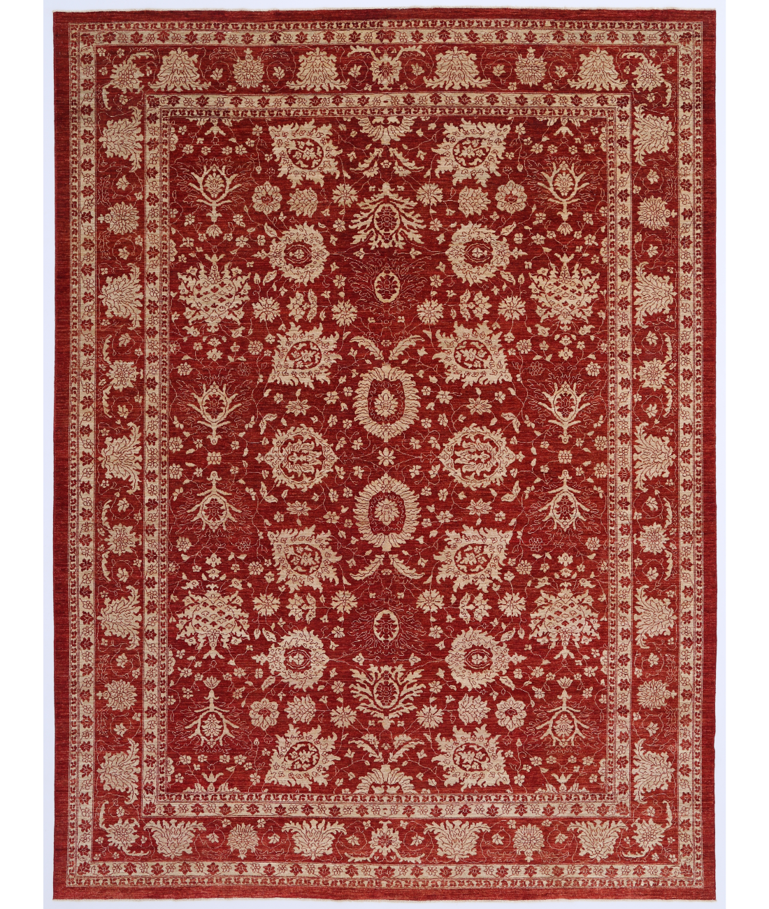 Hand Knotted Ziegler Wool Rug  - 10&#39; 0&quot; X 13&#39; 5&quot; 10&#39; 0&quot; X 13&#39; 5&quot; (305 X 409) / Red / Ivory