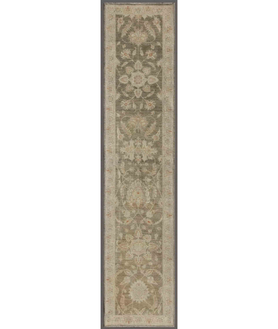 Hand Knotted Ziegler Wool Rug  - 2&#39; 7&quot; X 11&#39; 7&quot; 2&#39; 7&quot; X 11&#39; 7&quot; (79 X 353) / Green / Ivory