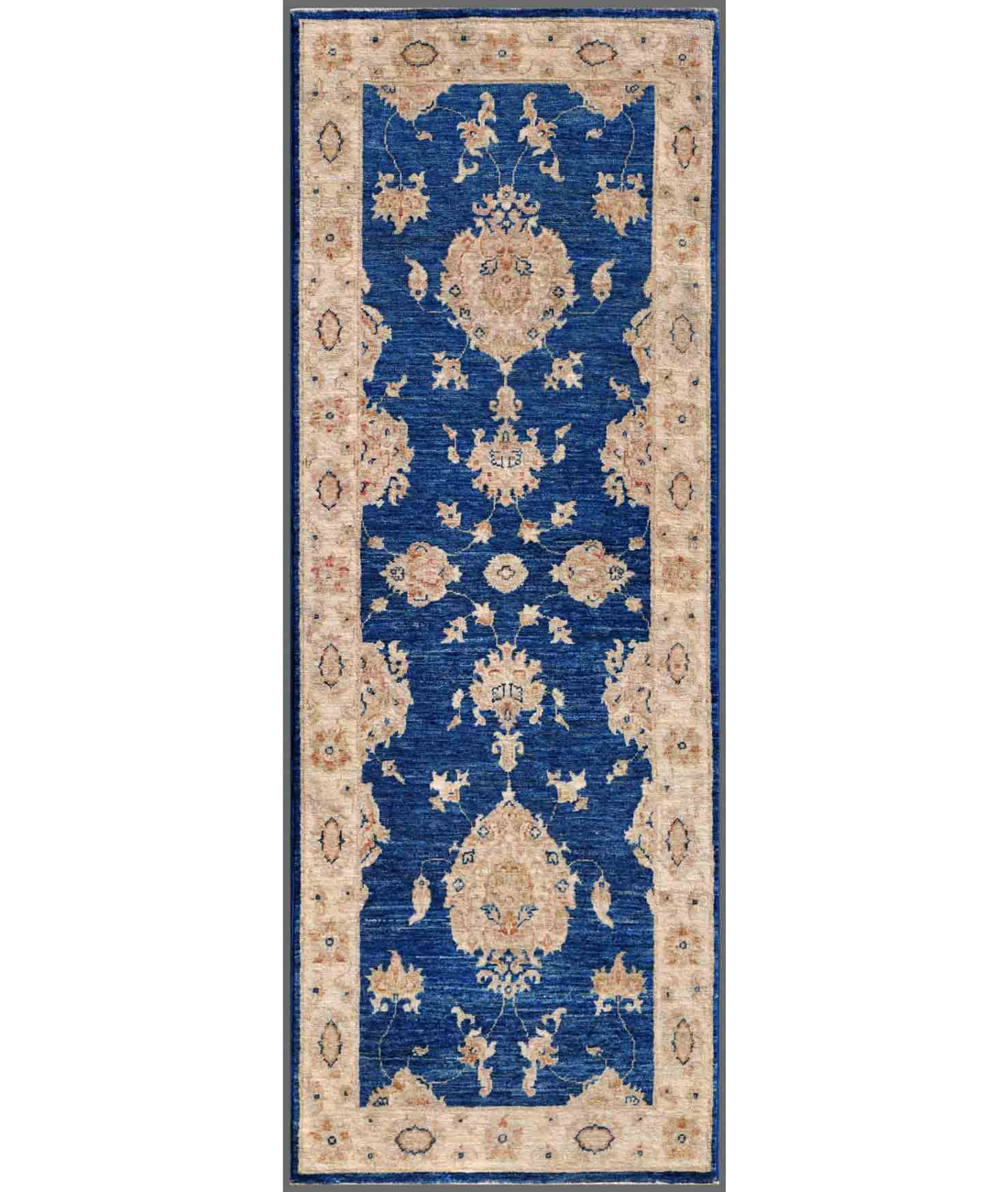 Hand Knotted Ziegler Wool Rug  - 2' 7" X 7' 0" 2' 7" X 7' 0" (79 X 213) / Blue / Ivory