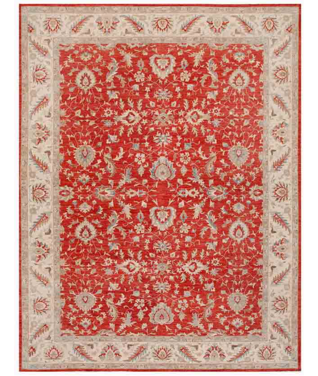 Hand Knotted Ziegler Wool Rug  - 14&#39; 1&quot; X 18&#39; 8&quot; 14&#39; 1&quot; X 18&#39; 8&quot; (429 X 569) / Red / Ivory