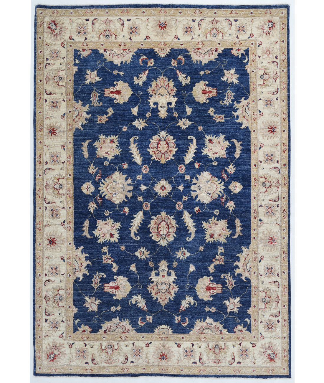 Hand Knotted Ziegler Wool Rug  - 5&#39; 6&quot; X 8&#39; 0&quot; 5&#39; 6&quot; X 8&#39; 0&quot; (168 X 244) / Blue / Ivory